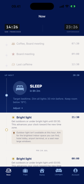 LayOvr Now screen with your next action and a live countdown